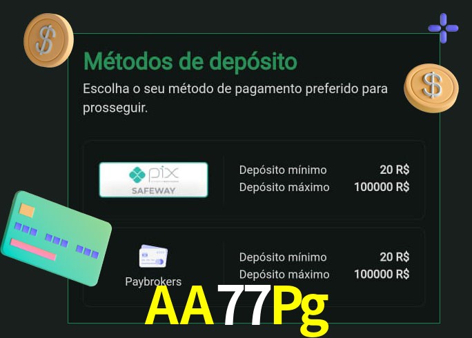 O cassino AA77Pg oferece uma grande variedade de métodos de pagamento